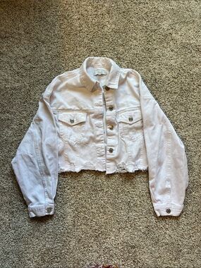 Love Tree Cropped White Denim Jacket